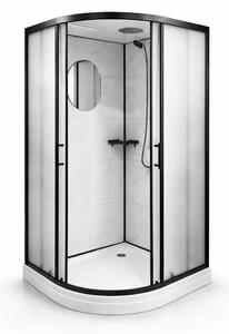 Cabina de dus semirotunda Paris-90, dimensiune 90×90 cm, panouri compozit cu aspect de faianta
