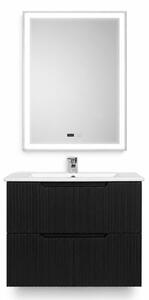 Set Mobilier Baie Suspendat 60 cm Riflat – Nero (Negru) SET MOBILIER CU OGLINDA LED FARA DEZABURIRE