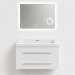 Set Mobilier Baie Efes 80 cm oglinda cu LED, lavoar compozit inclus, MDF total