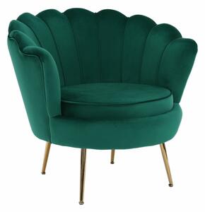 Fotoliu in stil Art-deco, catifea Velvet smarald crom auriu, NOBLIN