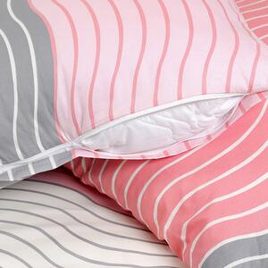 Goldea lenjerie de pat din 100% bumbac deluxe - model 1101 valuri roz și gri 140 x 200 și 50 x 70 cm