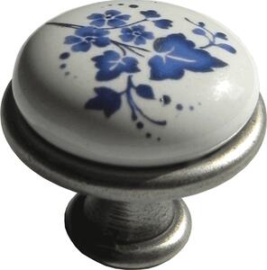 Buton gri antichizat cu floare albastra