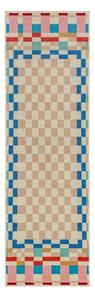 Covor tip traversă din amestesc de lână 80x300 cm Checkered Border – Flair Rugs