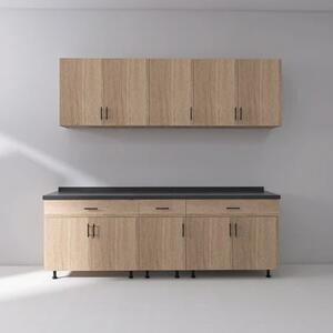 Set Bucatarie Modulara 180 cm, Culoarea Stejar Sonoma, Pal 18mm, Blat Termorezistent