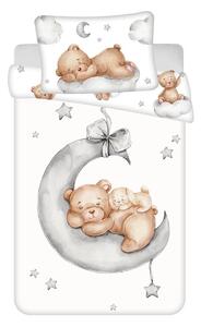 Lenjerie de pat pentru copii albă din bumbac pentru pătuț 100x135 cm Teddy Bear "Ribbon" – Jerry Fabrics