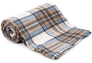 Pătură fleece maro-albastru-alb, 150 x 200 cm