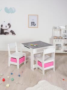 Masa pentru copii Ourbaby cu scaune cu cutii roz
