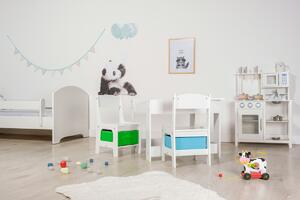 Masă pentru copii cu scaune și cutii depozitare în verde și albastru - Ourbaby