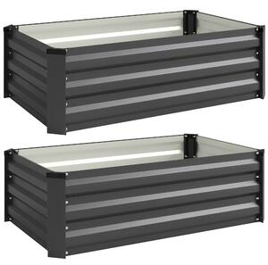 Outsunny Set de 2 Paturi Galvanizate Inaltate pentru Gradina, Cutie de Plantare Inaltata pentru Exterior, Usor de Asamblat, pentru Cultivarea Florilor