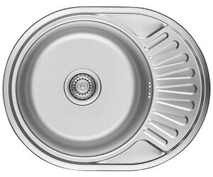 Chiuvetă Kuchinox Normal, din oțel inoxidabil, cu 1 compartiment, 570x450x180 mm, cu scurgător, decor neted, oțel, LAV-SGN_083T