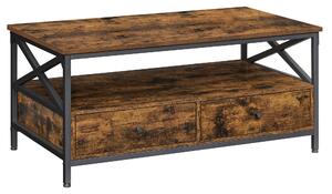 Masuta de cafea TAYLOR 100x55 cm cu sertare, rustic maro