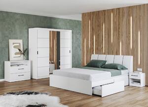 Set dormitor alb pat tapitat - Blanco - Configuratia 4