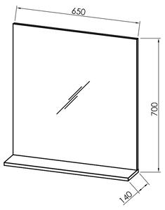 Oglinda baie 65 cm cu etajera alba Kolpasan, Evelin 650x700x140 mm, Alb