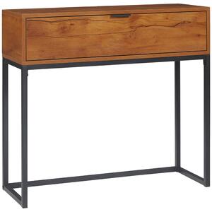 HOMCOM Consola pentru hol cu sertar, masa consola din lemn cu picioare din otel, 80x30x76cm, maro si negru | Aosom Romania