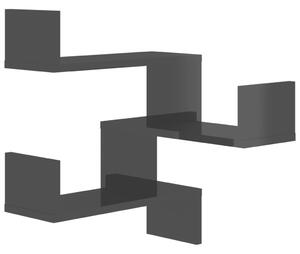 Raft de perete de colț, negru extralucios, 40x40x50 cm, PAL