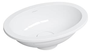 Omnires Shell M+ lavoar 38x25 cm ovale sub blat alb luciu SHELL380UPBP