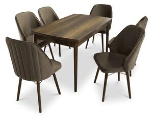 Sormis Set Extensibila 80x 135 (80 x 178) Si Scaun 6 Buc Maro