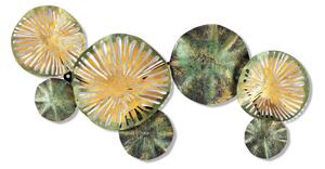 Decorațiune metalică de perete, cercuri, verde-galben 74x38 cm