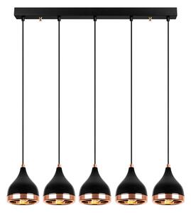 Lampă suspendată Opviq x5, negru-cupru