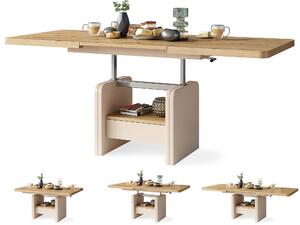 Mazzoni LEXUS Stejar Artisan/Bej (Șampanie) - MĂSUȚĂ DE CAFEA EXTENSIBILĂ MODERNĂ