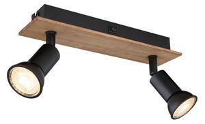 Plafoniera cu 2 spoturi directionabile design modern DREW maro inchis, negru mat