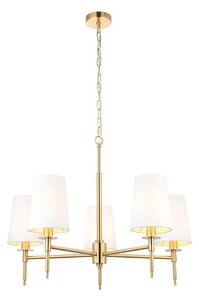Endon 99458 - Candelabru suspendat cu lanț, 5 x E14, 6W, 230V, auriu/alb