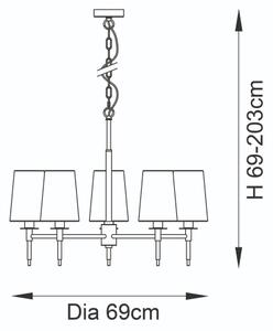 Endon 99458 - Candelabru suspendat cu lanț, 5 x E14, 6W, 230V, auriu/alb