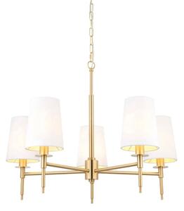 Endon 99458 - Candelabru suspendat cu lanț, 5 x E14, 6W, 230V, auriu/alb