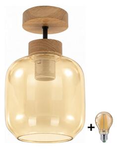 BRILAGI - Plafonieră LED aplicată R GLASS 1xE27/60W/230V pr. 14cm stejar/bej fumuriu