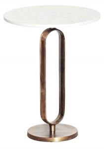 Masuta laterala din aluminiu si marmura Elegance 60cm auriu/ alb