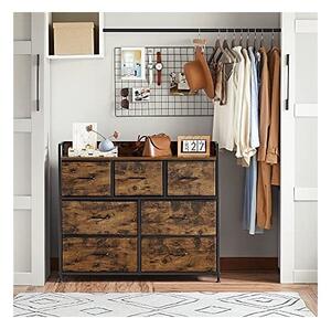 Comoda cu 7 sertare, Vasagle, 98 x 28.5 x 85, LTS137B01, Maro Rustic