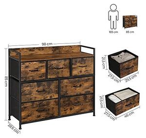 Comoda cu 7 sertare, Vasagle, 98 x 28.5 x 85, LTS137B01, Maro Rustic