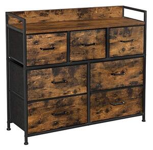 Comoda cu 7 sertare, Vasagle, 98 x 28.5 x 85, LTS137B01, Maro Rustic