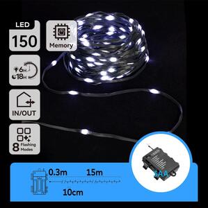 Instalație LED de Crăciun de exterior Aigostar 150xLED/8 funcții 15,3m IP44 alb rece