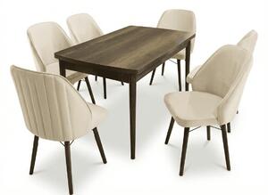 Sormis Set Extensibila 80x 135 (80 x 178) Si Scaun 6 Buc Maro
