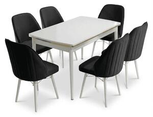 Sormis Set Extensibila 80x 135 (80 x 178) Si Scaun 6 Buc Negru Picior Alb