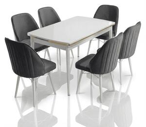 Sormis Set Extensibila 80x 135 (80 x 178) Si Scaun 6 Buc Antracit Gray Picior Alb