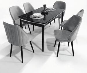 Sormis Set Extensibila 80x 135 (80 x 178) Si Scaun 6 Buc Gri Picior Negru