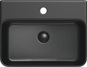 Lavoar pe blat Jungborn THREE 52x40 cm negru mat, incl. ventil scurgere ceramic