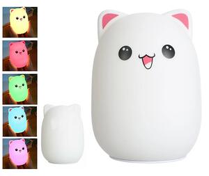 Lampa de noapte din silicon LED pentru copii KITTY 12,5 cm alb