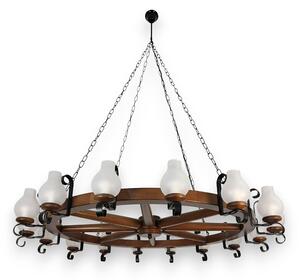 Candelabru rustic fabricat manual din lemn Roata 16L