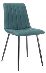 Scaun dining, tapiterie stofa, inaltime totala 91 cm, latime 43 cm, picioare metalice negre, stil elegant, verde