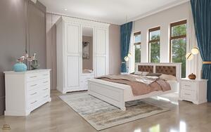 Dormitor alb Darius velvet, lemn masiv tei