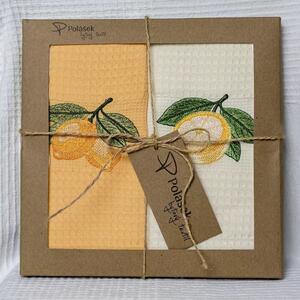 Prosoape de bucătărie waffle brodate cu motiv – Set de 2 bucăți - Lămâi nr. 21
