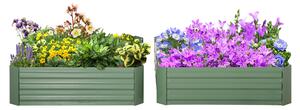 Outsunny Set 2 Paturi de Gradina Înălțate din Oțel, Jardinieră de Grădină pentru Plante, Legume și Arbuști, 100x100 cm, Verde | Aosom Romania