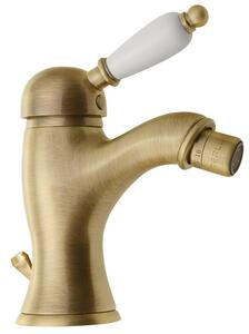 Sapho Sapho, baterie pentru bideu KIRKÉ WHITE cu evacuare, maneta albă, bronz, KI03BB