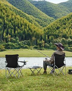 Set 2 scaune camping pliabil, Songmics, Negru, 84x52x81 cm
