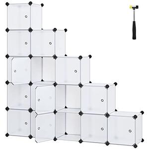 Set 15 cutii de depozitare modulare, Songmics, Alb, 123x31x123 cm