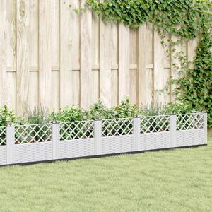 Jardinieră de grădină cu țăruși, alb, 363,5x43,5x43,5 cm, PP