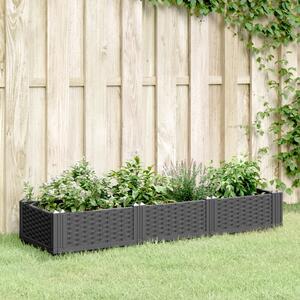 Jardinieră de grădină cu țăruși, negru, 125x40x28,5 cm, PP